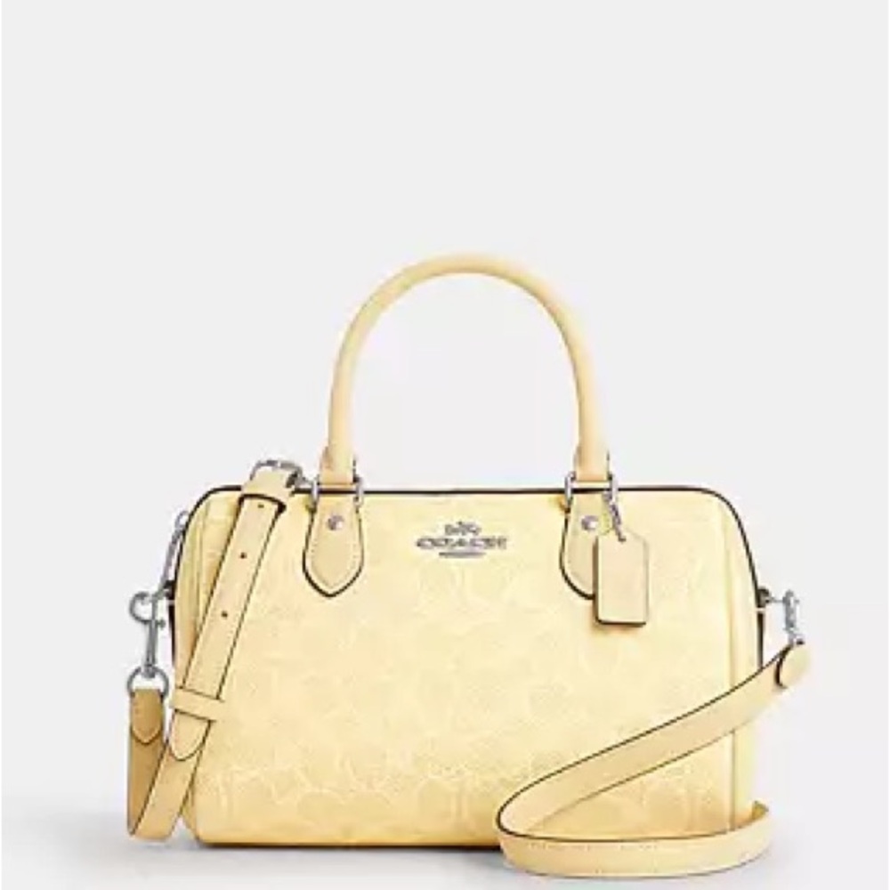 Coach Rowan Satchel Bag In Signature Canvas- Silver/Hay - Picture 11 of 15